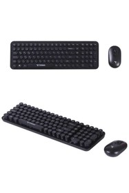 Resim Torima Kablosuz Q Klavye Mouse Seti Retro Daktilo Görünümlü TMK07 Siyah 