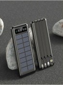 Resim ÇELİKWORK 10000mah Güneş Enerjili 2USB MİKRO Lightning ıPhone Type-c Kablolu Powerbank Taşınabilir Batarya 