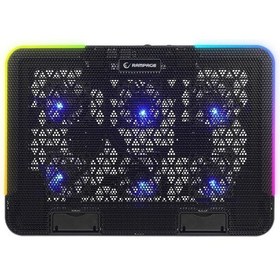 Resim Rampage Sixpower R9 6 Fan RGB Telefon Tutuculu USB Çoklayıcı Notebook Soğutucu Stand 