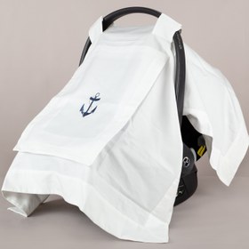 Resim Asil Marin Nakışlı Köşeli Puset Örtüsü 