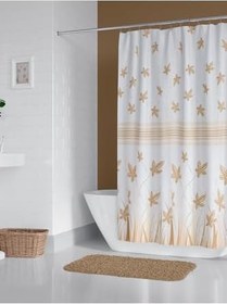 Resim Tropik Home Banyo Perdesi Sonbahar Desen Yerli Üretim Duş Perdesi C-Halka Hediye 180x200cm Banyo Perdeleri 
