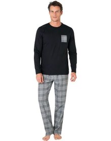 Resim Pierre Cardin Erkek Uzun Kollu Bisiklet Yaka Pijama Takım 6107-siyah-l Çok Renkli 
