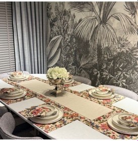 Resim Keten Hürrem Desen Runner 40x140 Cm Çok Renkli 