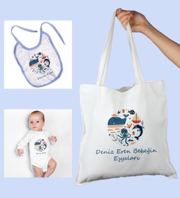 Resim Ejoya Bebeklere Özel Çantasında Kişiye Özel Zıbın Ve Önlük Bebek Hediye Seti 109992 