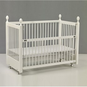 Resim Meltem Kids Kral Sallanır Ahşap Anne Yanı Beşik 60x120 cm (beyaz ) Beyaz 