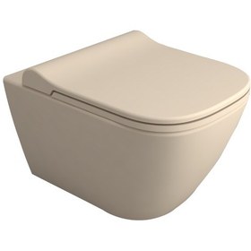 Resim Turavit Luna Kanalsız Mat Cappucino Asma Klozet Ln5610c, Luna Mat Cappucino Duroplast Yavaş Kapak Bej 
