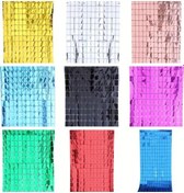 Resim Willowhaven 2 Adet Mavi Parlak Kare Yağmur İpek Perde Parti Düğün Dekorasyon Diğer 