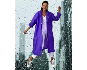 Resim Shopiolog Kadın Erkek Yağmurluk Kapüşonlu Çıtçıtlı Eva Siyah Yağmurluk 