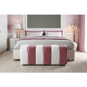 Resim Premium Büyük Yarmalı Yatak Ucu Bench & Makyaj Masası Pufu Modern, Şık & Dekoratif Pembe Pembe 