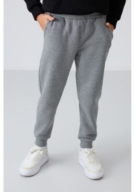 Resim Tommylife Tommy Life Gri Melanj Pamuklu Kalın İçi Tüylü Yumuşak Dokulu Standart Fit Nakışlı Erkek Çocuk Eşofman Alt - 11 Gri Melanj 