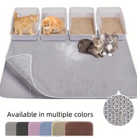 Resim Çift Katmanlı Sızdırmaz Kedi Kumu Paspası - Çok Renkli Seçenekler, Kolay Temizlenir & Yıkanabilir, Dayanıklı EVA Malzeme ile Evcil Hayvan Dostu Zemin Koruması, Ev Dekorasyonu & Noel Hediyeleri için İdeal 