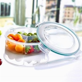 Resim 3 Bölmeli Sızdırmaz Contalı Kilitli Kapaklı 1,35 Litre yuvarlak Erzak Saklama Kabı LC-500 