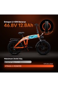 Resim Stradacycles E-Monster 20 Jant Katlanabilir Yüksek Torklu Elektrikli Bisiklet 
