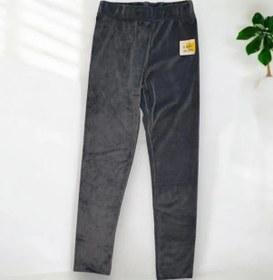 Resim Zekids Kız Çocuk Bel Lastikli Parlak Kadife Tayt Pantolon-14343 Füme 