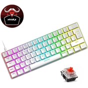 Resim VOOKA Trol Red Switch Mini Rgb Oyun Klavyesi Gaming Mekanik 62 Tuşlu 18 Rgb Led Usb Tip-c Kablosu Beyaz 