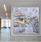 Resim Dokulu Büyük Boy El Yapımı Yağlı Boya Tablo 123x125cm 