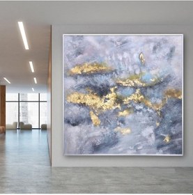 Resim Dokulu Büyük Boy El Yapımı Yağlı Boya Tablo 123x125cm 