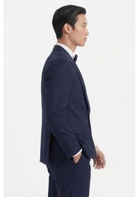 Resim Giotelli Erkek Lacivert Dar Kesim Slim Fit Viskon Dokuma Normal Bel 6 Drop Yelekli Smokin Takım Elbise 