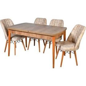 Resim Cassano Concept Tiran Serisi Açılabilir Kelebek Masa Takımı-4 Sandalye Krem 