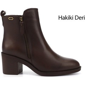 Resim Gönderi(R) Gönderi R Kahverengi Fermuarlı Kalın Topuklu Hakiki Deri Bot kahverengi 