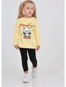 Resim Toontoy Kız Çocuk Sallanan Panda Baskılı Sweatshirt Açık Sarı 