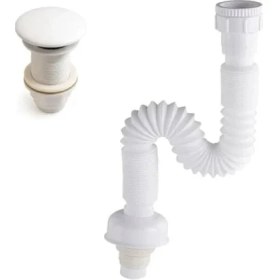 Resim Hakay Beyaz Seramik Başlıklı Pop-Up Lavabo Sifonu - KSF103-W 