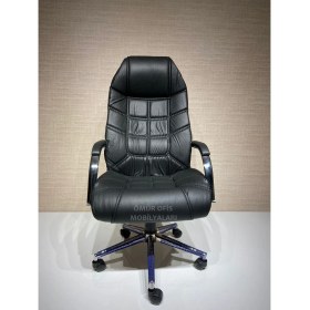 Resim Ömür Ofis Atlas Krom Yönetici Makam Müdür Koltuğu Deri Siyah 