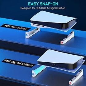 Resim PS5 Standı - PS5 Yatay Stand, 3 Fanlı Soğutucu 1 Arada - Beyaz PS5 Ayak, PS5 Disc ve Digital Edition Konsolu için 