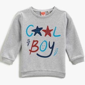 Resim Erkek Bebek Yazılı Baskılı Bisiklet Yaka Sweatshirt 