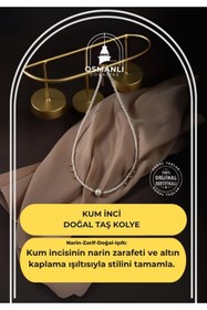 Resim OSMANLI DOĞAL TAŞ Kum Inci Doğal Taş Altın Kaplama Kapama Kolye 