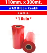 Resim DİJİTAL BARKOD Renkli Ribon Kırmızı Wax 110x300 Mt Wax Out 1 Inç_flat / 1 Rulo 