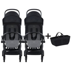 Resim Bumprider Connect³ İkiz Bebek Arabası Black - Grey Melange & Yan Düzenleyici Çanta 