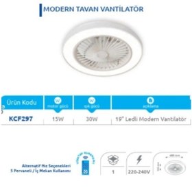 Resim Vanti Kcf298 15w 20 Ledli Modern Tavan Vantilatörü 