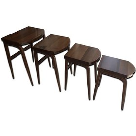 Resim Zigon D sehpa Model Ahşap Kayın Torna Retro Ayak- Kaplama Parlak Ceviz renk El Yapımı 