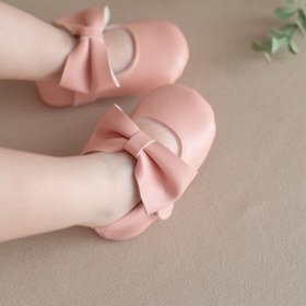 Resim First Step Pembe Kız Bebek Suni Deri Fiyonklu Babet Patik Ilk Adım Ayakkabısı 