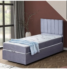 Resim Cesur Tek Kişilik Baza Başlık Letto Yatak Seti Açık Gri 100 x 200 