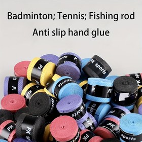 Resim Dayanıklı Kaymaz PU Kavrama Bandı - Badmintin Raketleri, Tenis Raketleri ve Oltalar için - Taşınabilir, Kolay Kurulumlu Ter Bantları, Suni Deri Malzeme, Çok Renkli 
