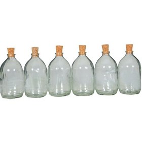 Resim 6 Parça Şişe Cam Mantar Kapaklı Baharatlık Takımı Seti 100 Cc Şeffaf 