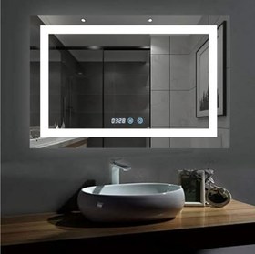 Resim Dokunmatik Akıllı Ayna Buhar Tutmayan Banyo Aynası Lavabo Aynası Hd 3 Renk Ledli Dekoratif Ayna 60 * 80cm 