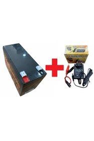 Resim ATAELEKTRONİK Çocuk Akülü Araba Için 12 Volt 9 Amper Kuru Tip Akü Ve Akü Pil Şarj Cihazı Adaptörü Hazır Set 1a 