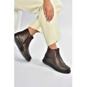 Resim Fox Shoes V555070403 Kahverengi Hakiki Deri Comfort Ortopedik Taban Kadın Bot 
