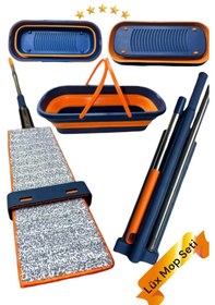 Resim Kendinden Sıkmalı Katlanır Kovalı Lüks Mop Seti Yedek Bez 