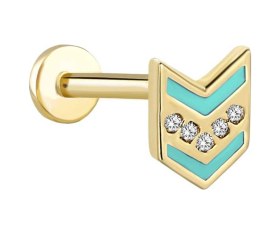 Resim Cherry By Özkonak Ok Mint Mineli Beş Taş Tragus Piercing Sarı 