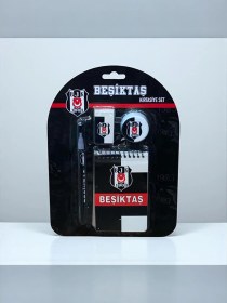 Resim Beşiktaş 4'lü Taraftar Kırtasiye Seti Kalem-silgi-not Defteri-kalemtıraş Siyah - Beyaz 