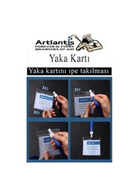 Resim Kırmızı İpli Yaka Kartı 1 Adet Ayarlanabilir Boyuna Asma Kimlik Koruyuculu Pvc Kırmızı Yaka Kartlığı Seyehat Ofis Okul Büro 