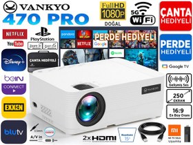 Resim Vankyo Leisure 470 Pro Native 1080P 5G Wi-Fi LCD Led Projeksiyon Cihazı - 250 İnç Yansıtma - Dahili Hoparlör - TV Stick/PS5/HDMI/USB/VGA/AV Beyaz 