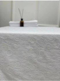 Resim Nivemeshome 140x180 Beyaz Daire Sembol Leke Tutmaz Masa Örtüsü Beyaz 