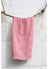 Resim Baveno Pamuklu 90 x 180 Peştemal Plaj Havlusu Balık Desen Jakarlı 