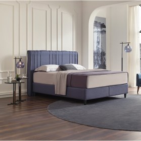 Resim Yataş Bedding Lento Baza Liven Başlık Set 140x190 - Lacivert 