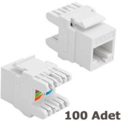 Resim WOZLO Rj45 Cat6 Utp 180 Derece Keystone Jack - 100 Adet 